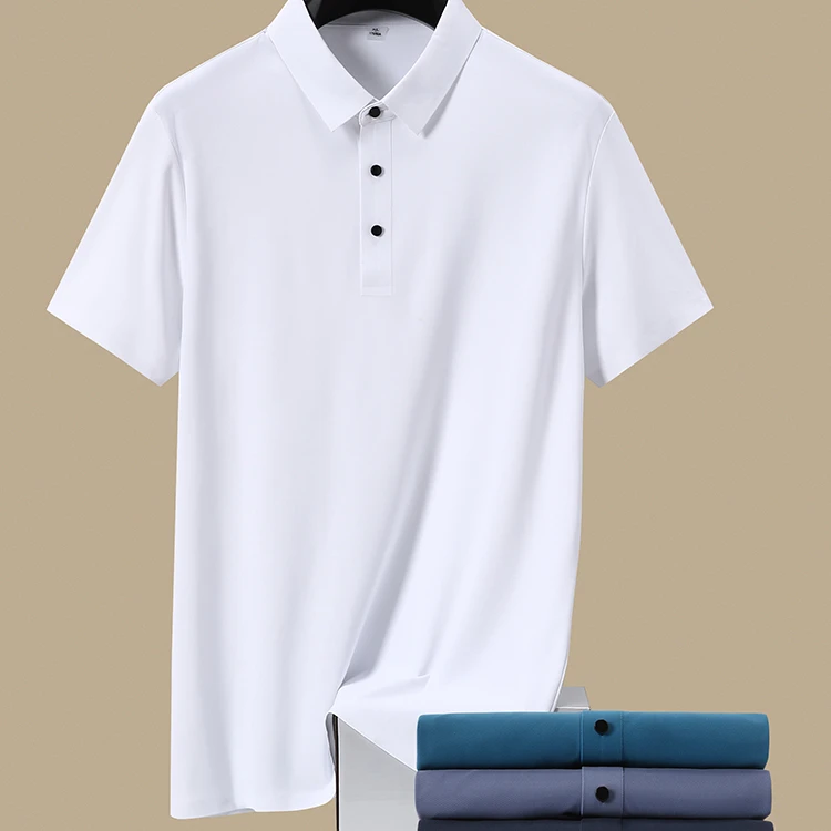 新款冰丝锦纶氨纶Polo男士夏季透气速干纯色休闲运动宽松商务