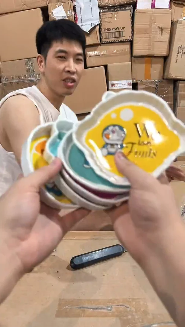 瓷片叮当猫水果盘5件套