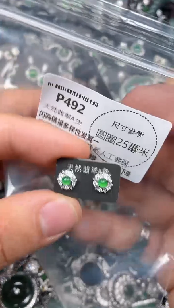 翡翠未镶嵌颈饰P492耳钉