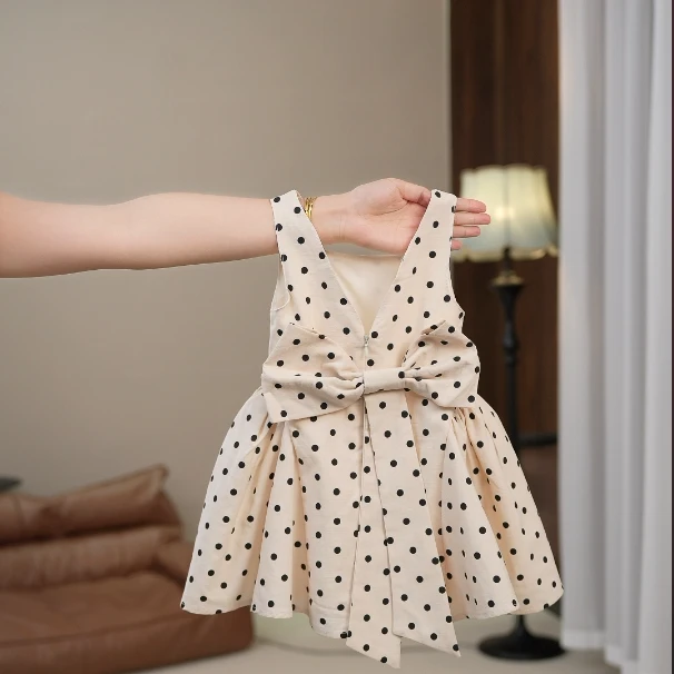 女童2025夏季新款女童波点纱裙吊带公主裙轻奢