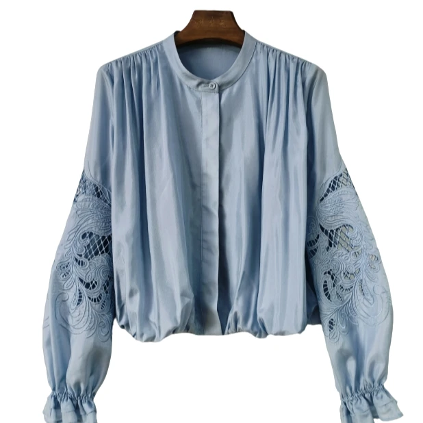 【钱老板推荐】修身型显瘦春夏衬衫圆领长袖衬衣S5760