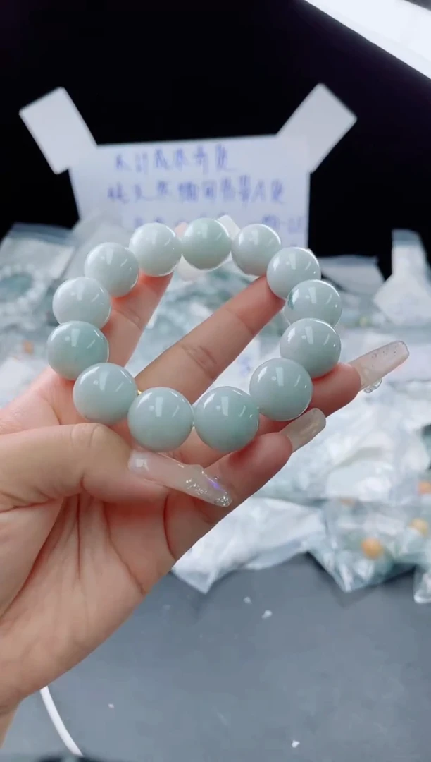 未镶嵌定制翡翠珠串17.4