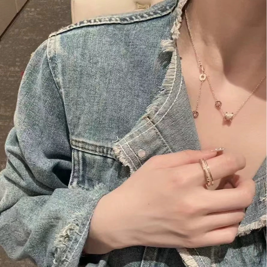99新 BVLGARI/宝格丽 B.Zero1项链系列 满钻 18k玫瑰金项链 女款