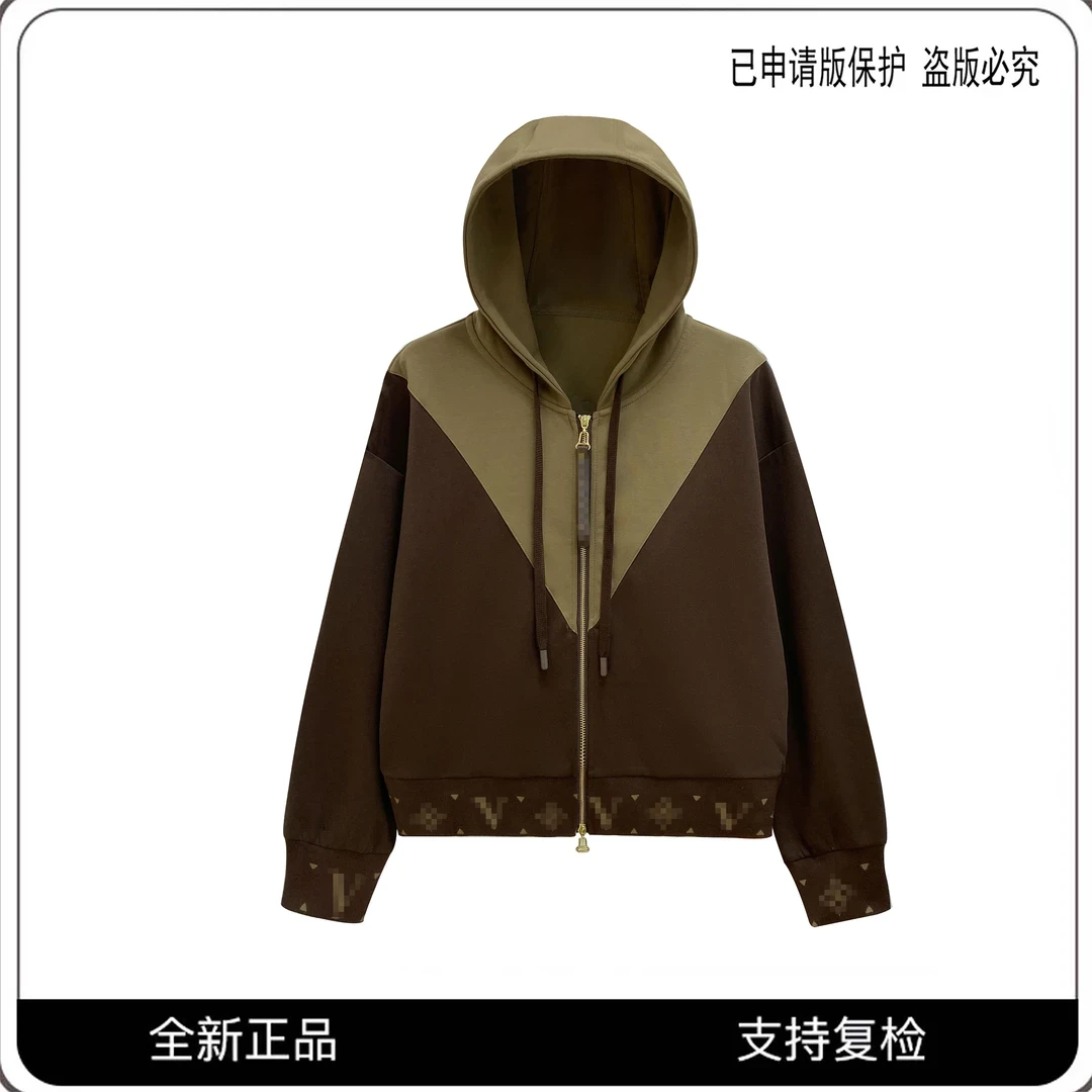A1321时尚重工拼接连帽外套2025设计师气质上衣