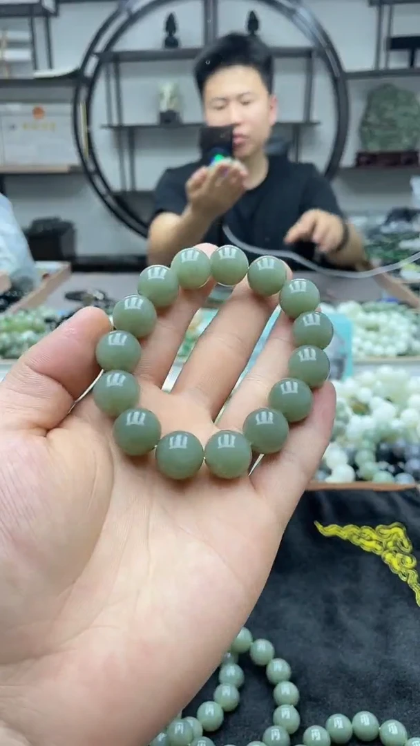 手串未镶嵌和田玉新疆且末天空蓝14圆珠
