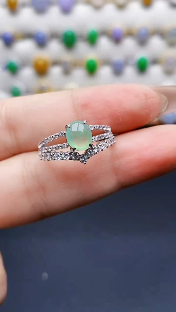 银S925镶嵌戒指翡翠0091