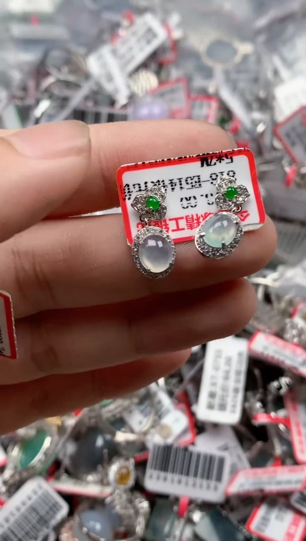 银S925镶嵌戒指翡翠天然A货缅甸翡翠