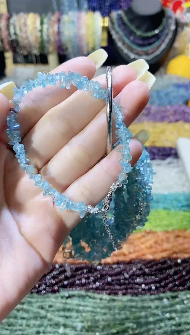 未镶嵌珠宝半成品水晶小蓝磷灰手链