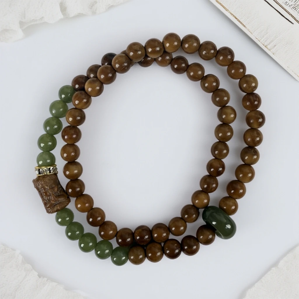 扎基拉姆库克菩提6mm圆珠双圈路路通跑环手串气质百搭复古