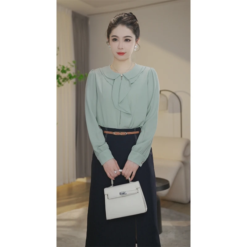 【曼曼甄选】欧若风8393153衬衫女时尚纯色显瘦上衣宽松气质衬