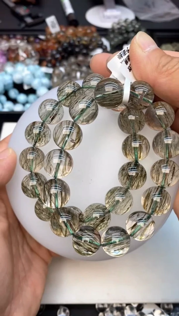 水晶手链未镶嵌A13 绿发 15mm多样性发其一