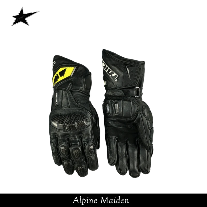 A星Alpine Maiden赛车机车骑士长版防摔骑行机车防护碳纤维手套