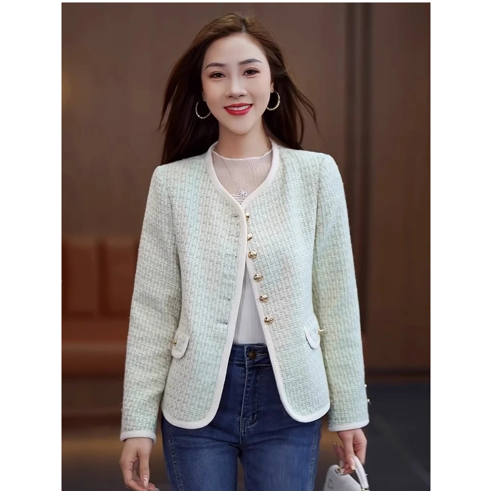 春秋新款小香风时尚洋气百搭加厚减龄气质外套879#