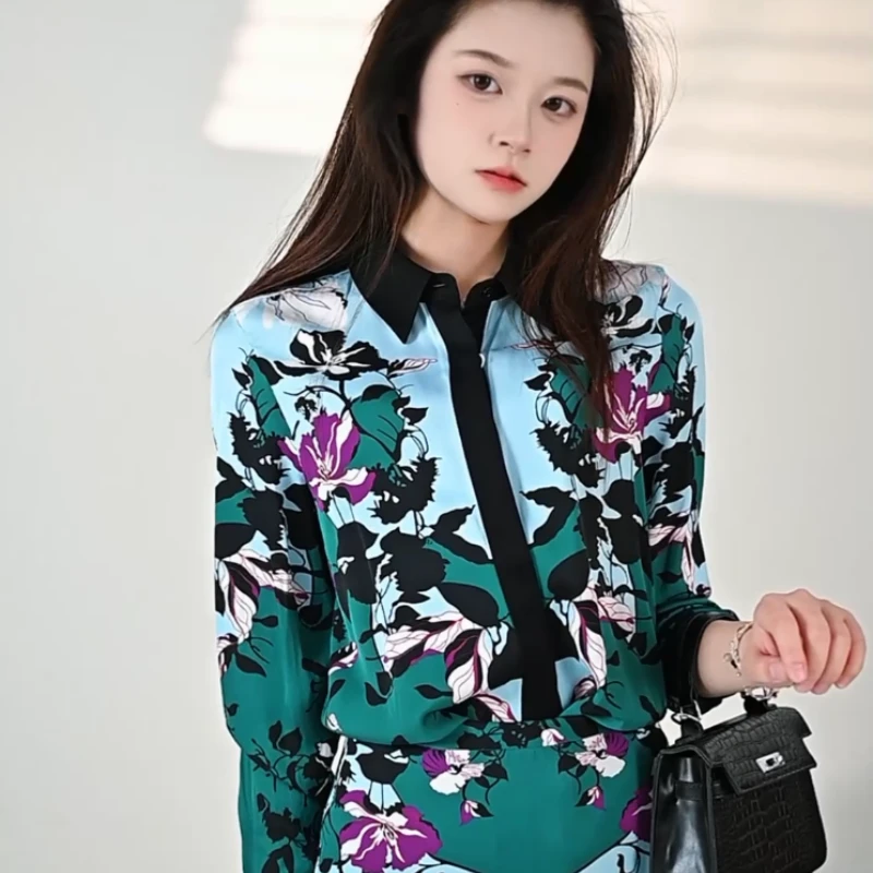 CJ044 林秀英 -C家  系飘带印花蚕丝长袖衬衫WAB811