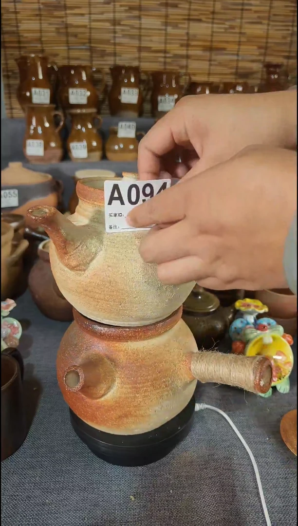 粗陶@**堂A094号瑕疵带盖壶嘴款1000ml    2个