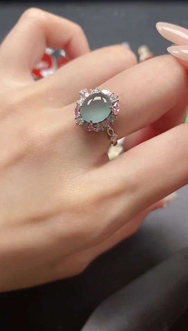 银S925镶嵌戒指翡翠51511