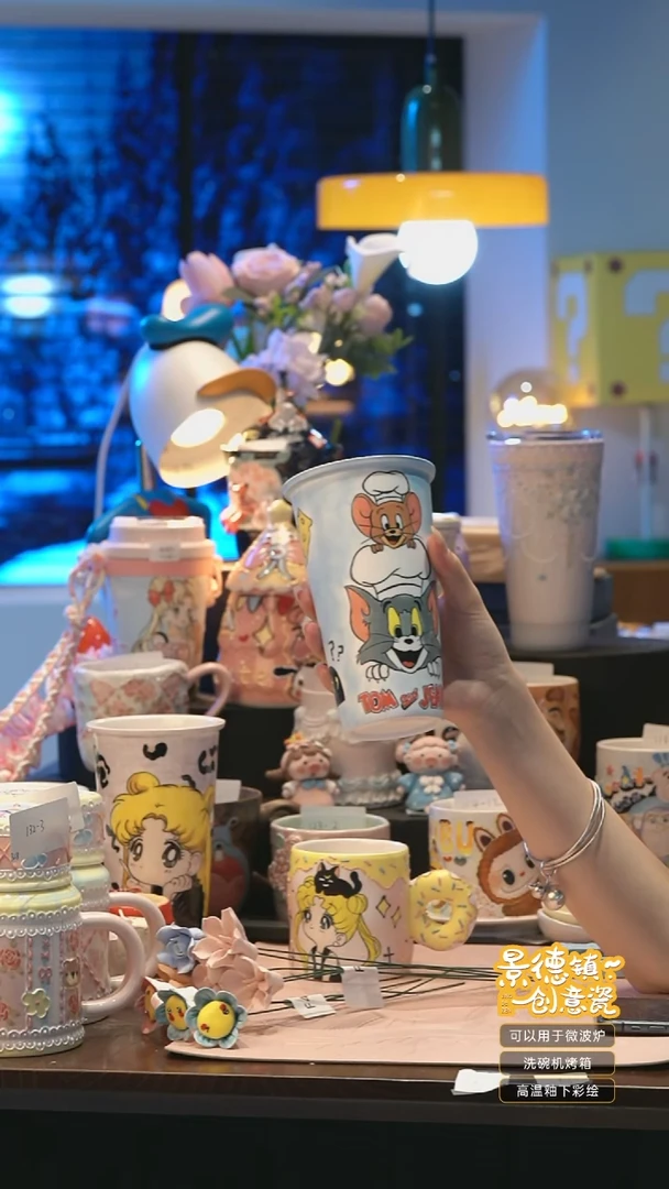 摆件 D425景德镇手工手绘杯子摆件