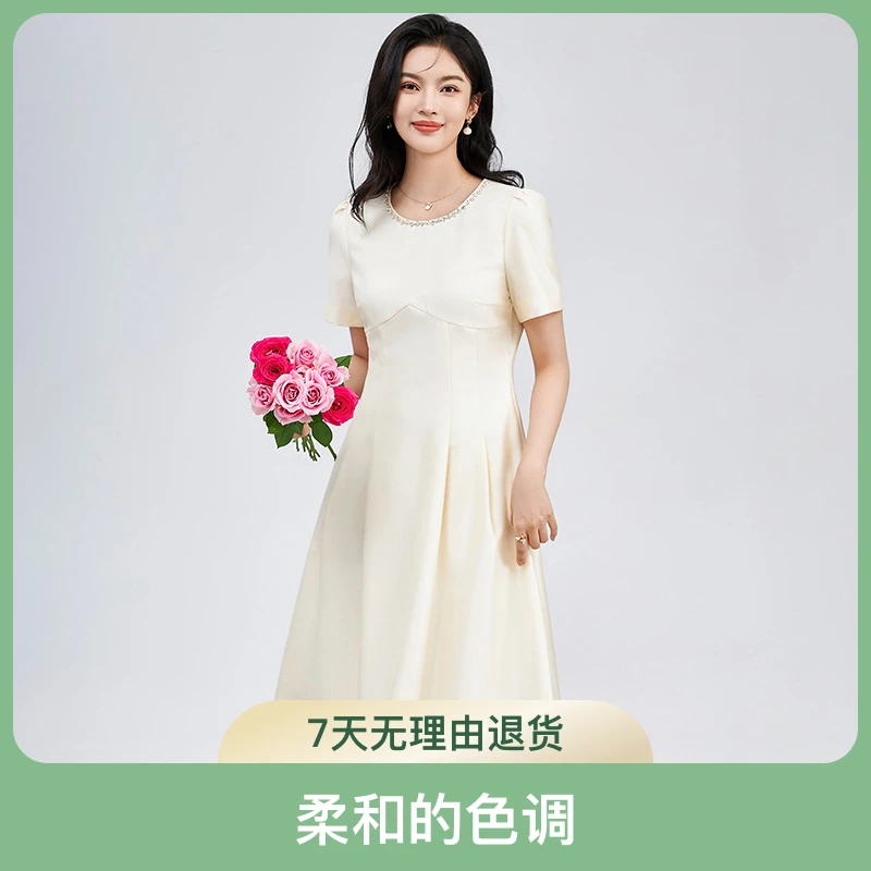 公主袖2423406-重工定钻精仿丝毛裙子名媛气质精致礼服连衣裙女装