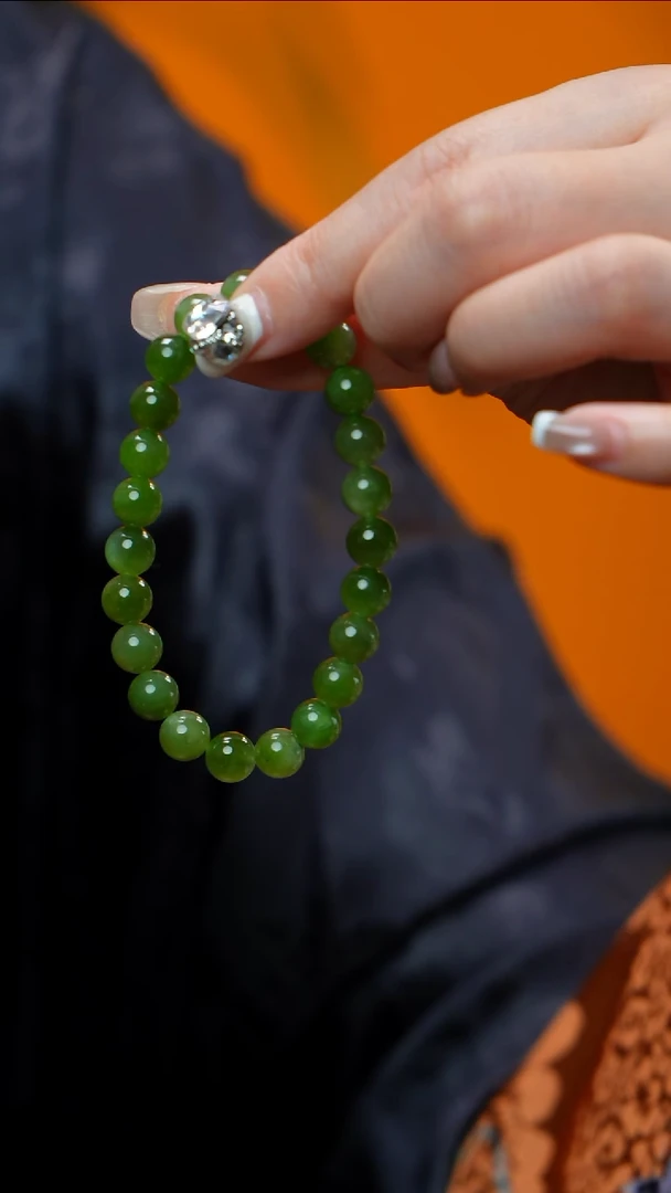 手链未镶嵌和田玉（碧玉）碧玉手链7-8mm 多样性发其一