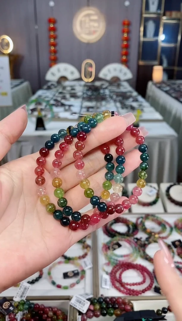 未镶嵌收藏级老矿碧玺单圈手串6mm+碧玺hon多样性发货一条
