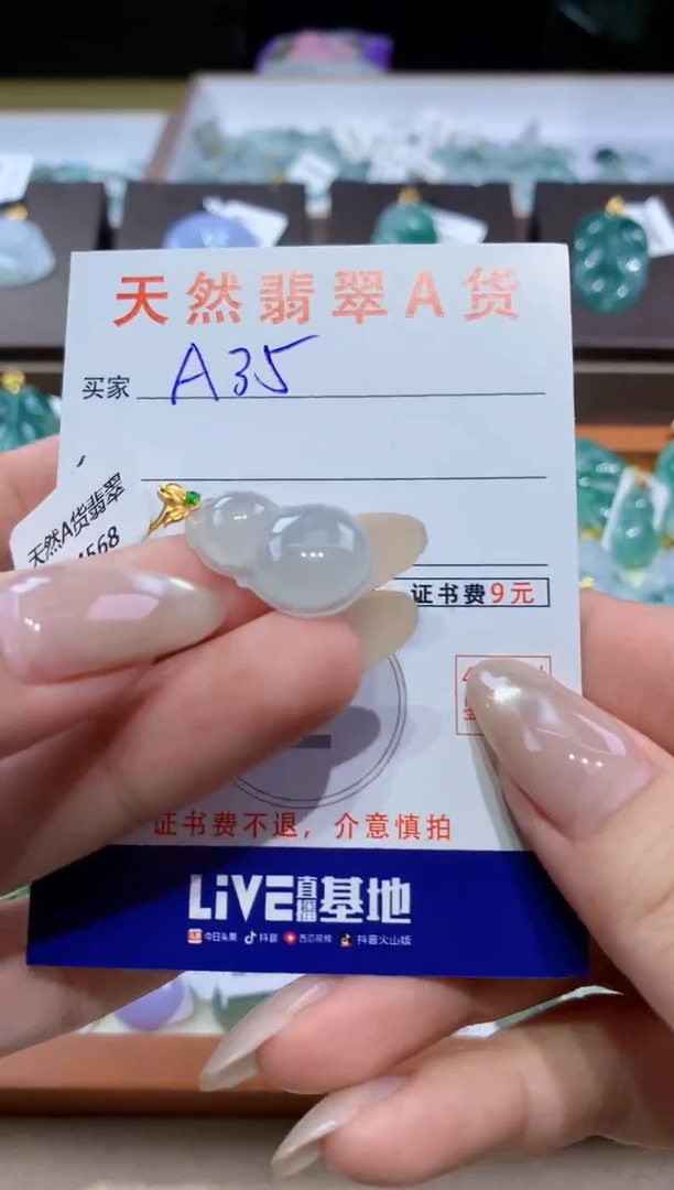 颈饰18K金镶嵌翡翠 天然翡翠A货挂件