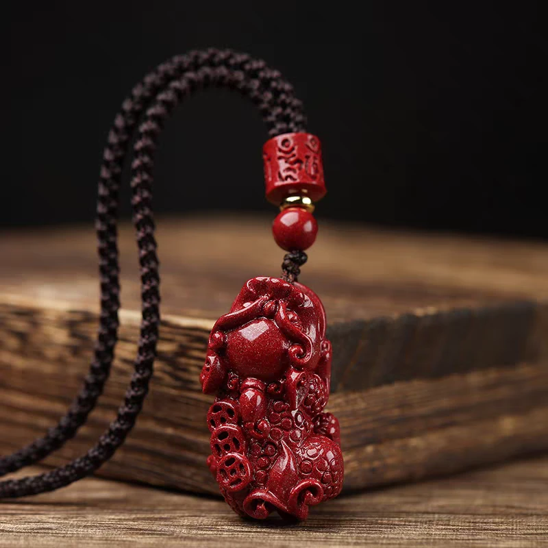 天然辰砂朱砂三钱貔貅吊坠男女本命年钥匙扣高含量紫金砂项链刻字