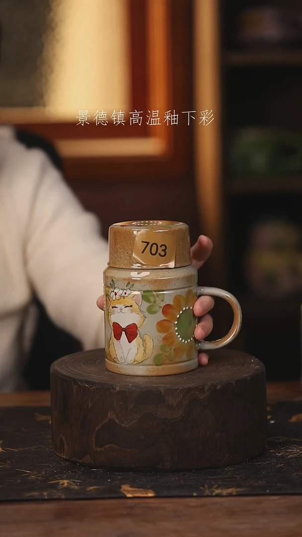 陶瓷景德镇高温釉下手绘陶瓷@L@703