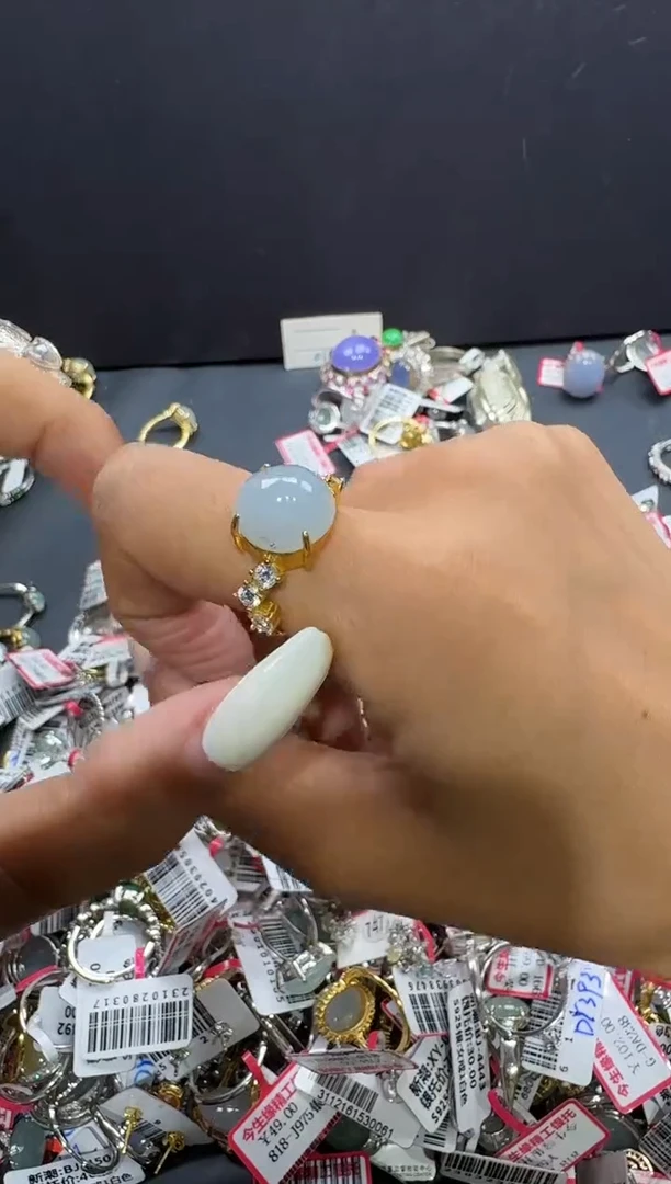 翡翠戒指银S925镶嵌戒指547