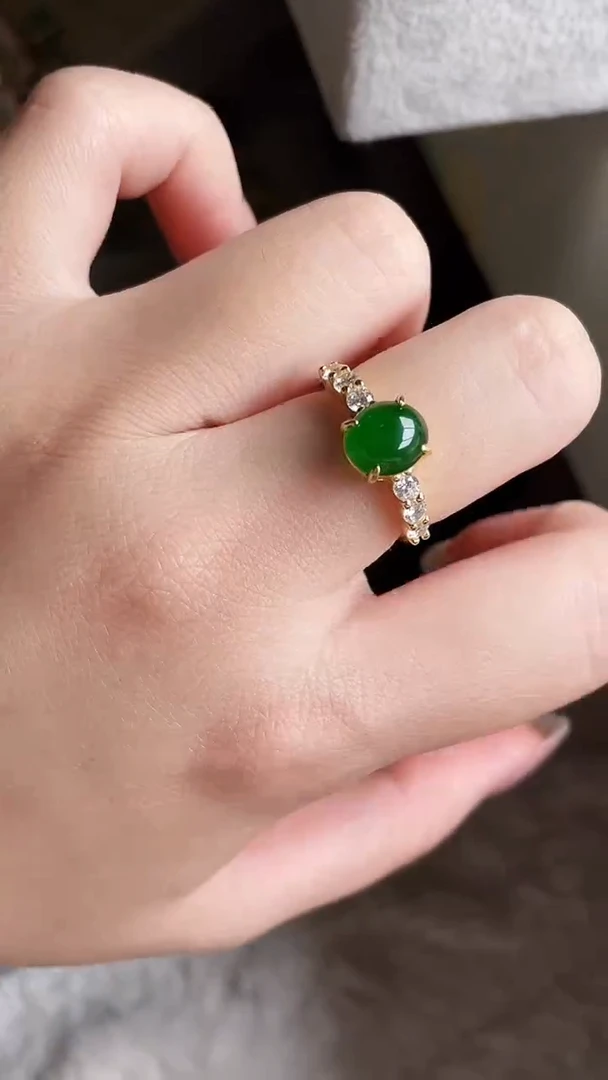 银S925镶嵌戒指翡翠66