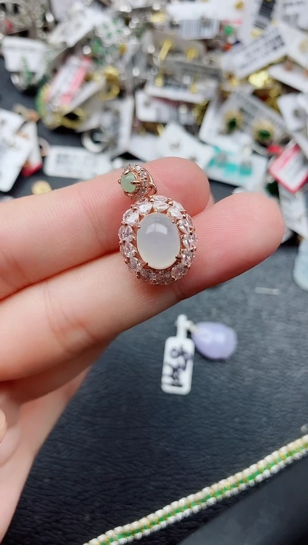 银S925镶嵌戒指翡翠1