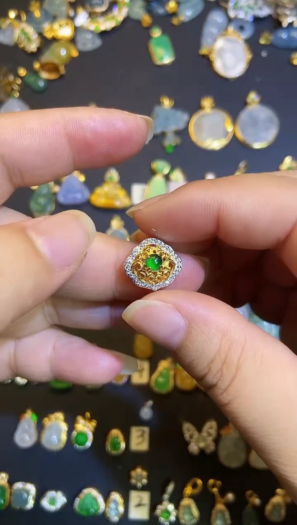 吊坠(不含链)银S925镶嵌翡翠1