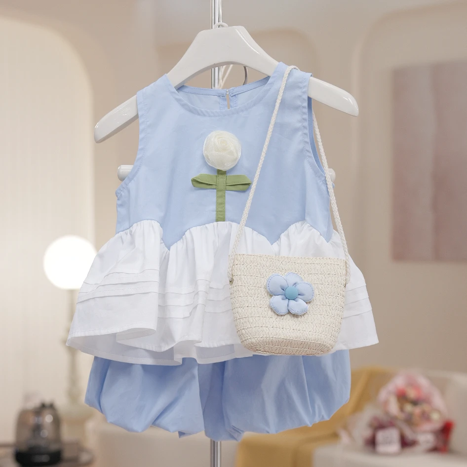 【现货】女童连衣裙荷叶边休闲A字裙女孩夏季裙子花朵套S17262