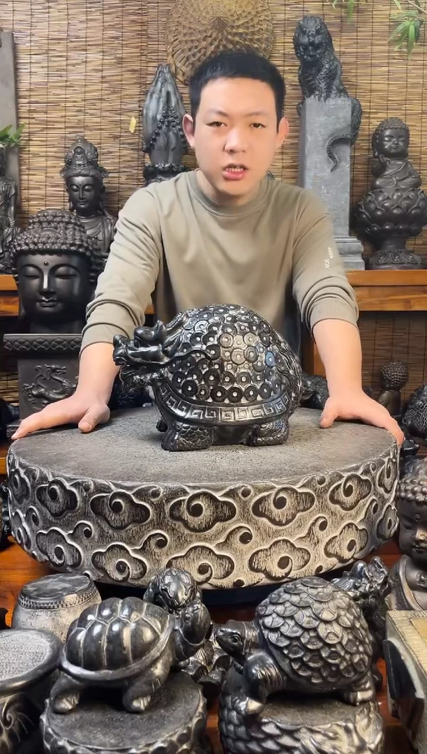 石材30金钱龙龟天然青石雕刻