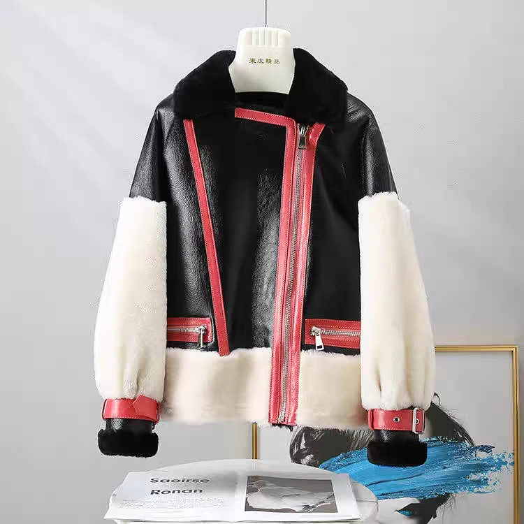 冬季女装拼接时尚口袋秋冬女款