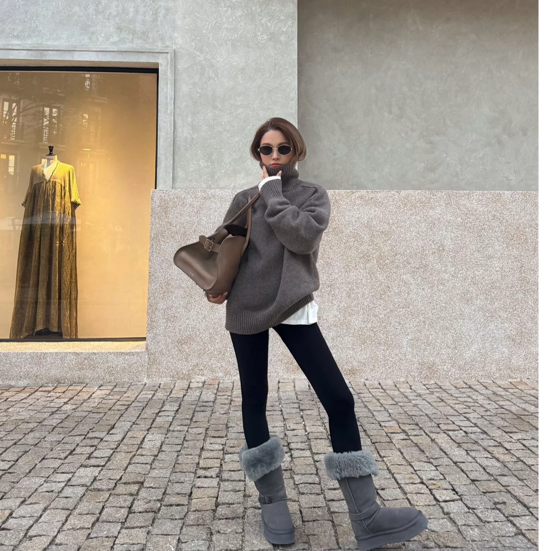 2025秋冬穿搭一整套女新款韩版气质慵懒风针织衫显瘦裤子两件套装