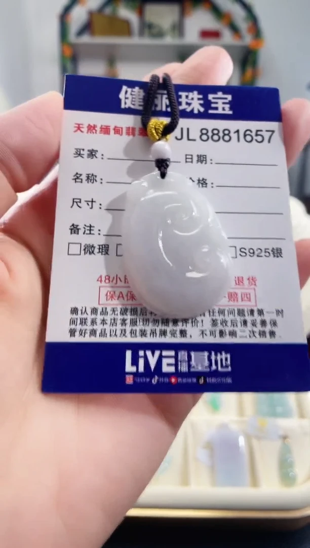 颈饰未镶嵌翡翠天然缅甸翡翠 如意(一物一证)