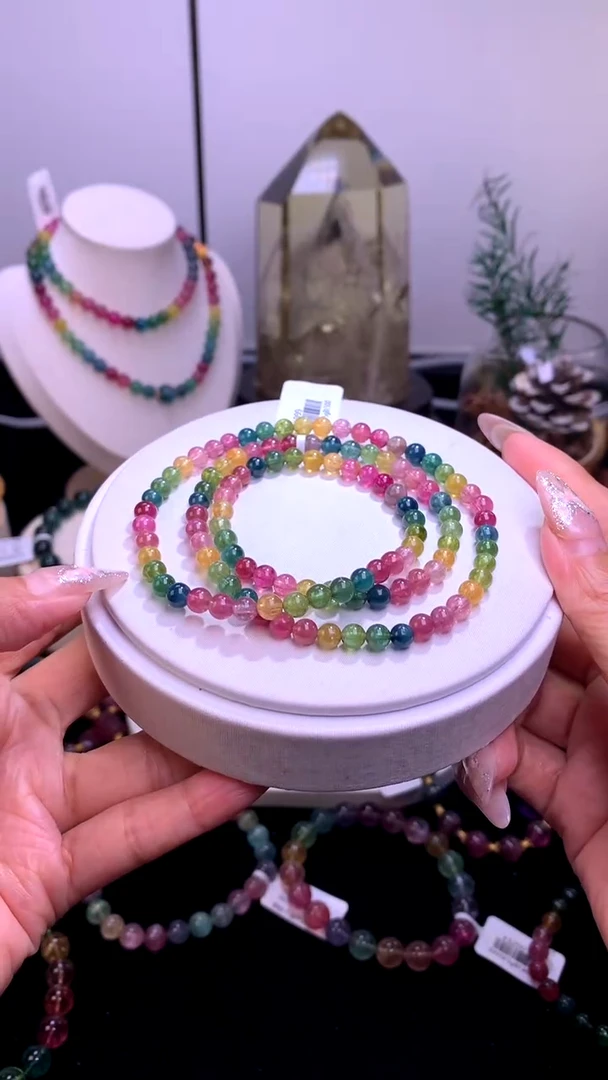 手链未镶嵌碧玺【梦源珠宝】5m天然碧玺多圈手链