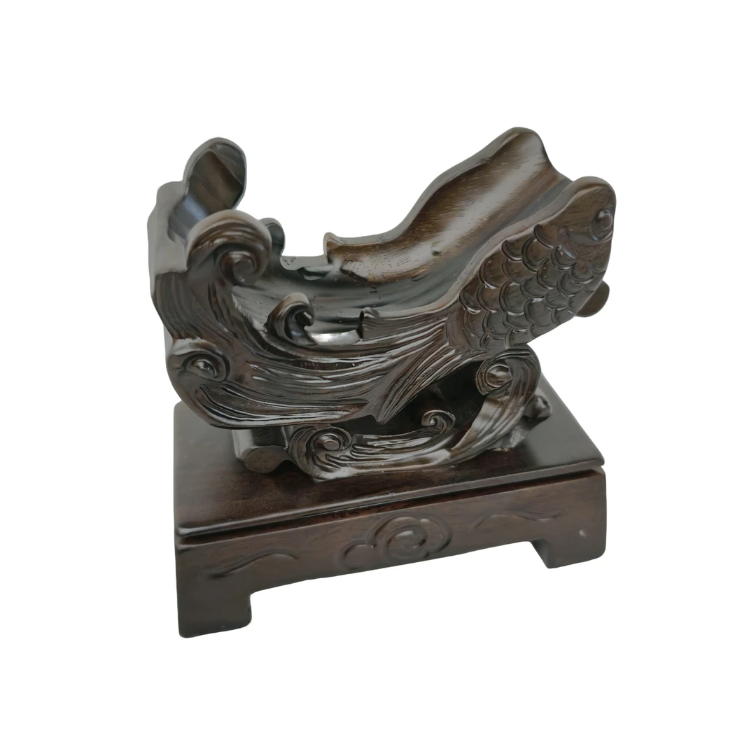 非洲黑檀木鲤鱼奇石底座手工雕刻通用底座免挖槽万能摆件高档底座