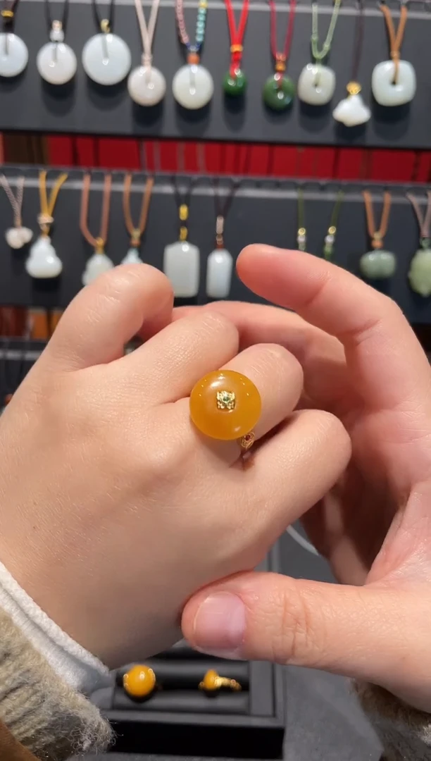 手链蜜蜡银S925镀金镶嵌戒指