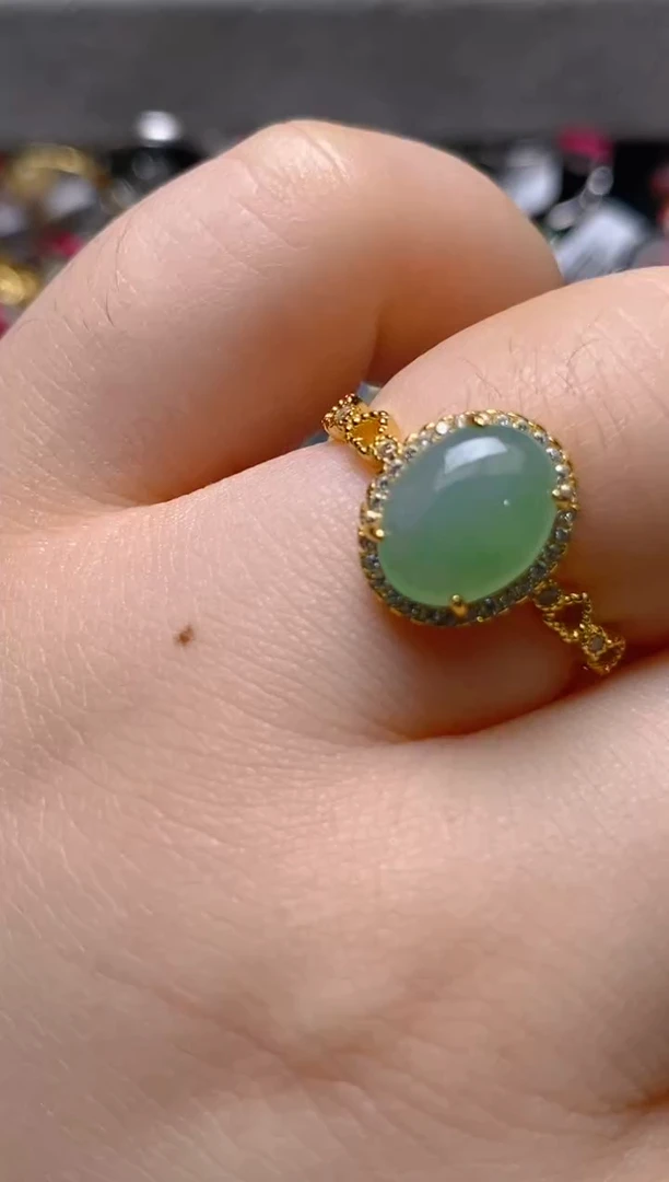 银S925镶嵌戒指翡翠百内无证书