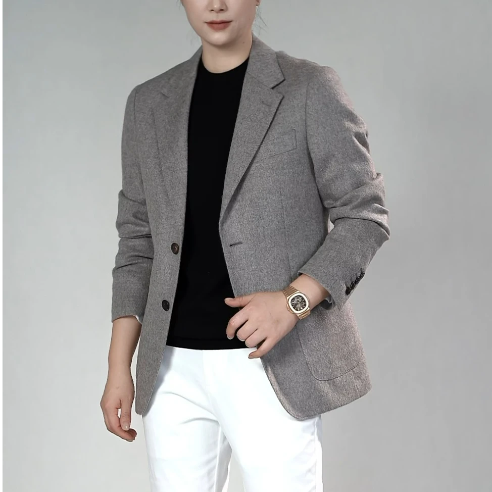 男士轻奢羊毛桑蚕丝西服254503秋季新款男装高级顺滑羊毛西服上装
