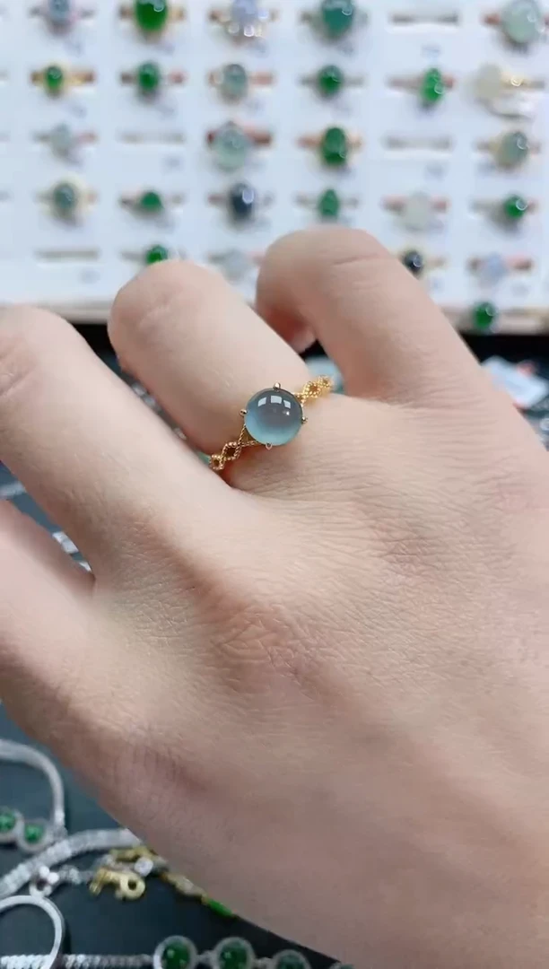 银S925镶嵌戒指翡翠ღ****࿐天然翡翠