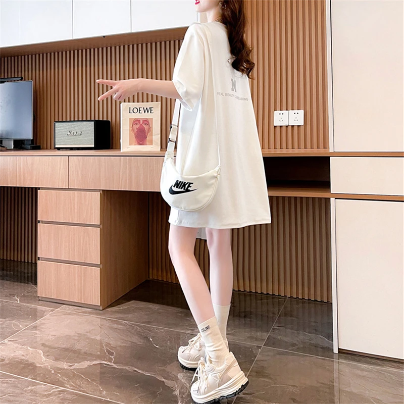 纯棉ins风上衣初高中学生体恤oversize短袖T恤女装夏季中长新爆款