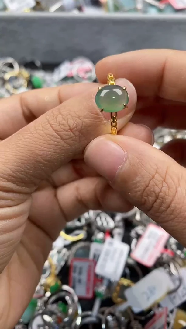 银S925镶嵌戒指翡翠 222       3