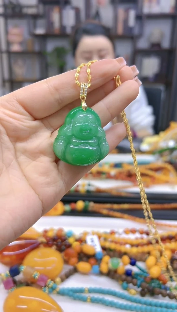 【闪购商品】翡翠吊坠(赠链)银S925镀金镶嵌D213