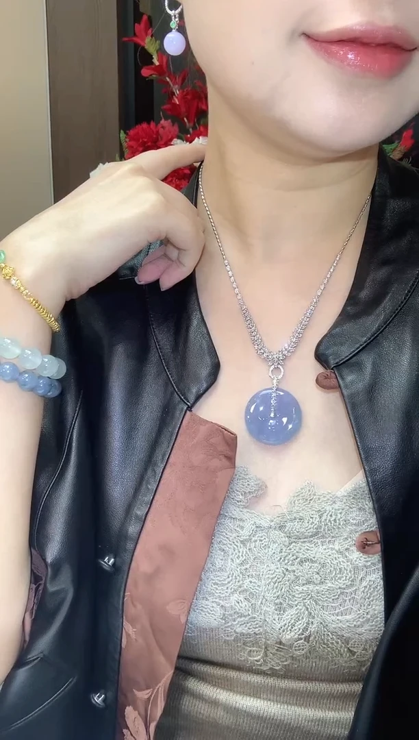 吊坠(不含链)18K金镶嵌翡翠房*C48 紫货有一定色差