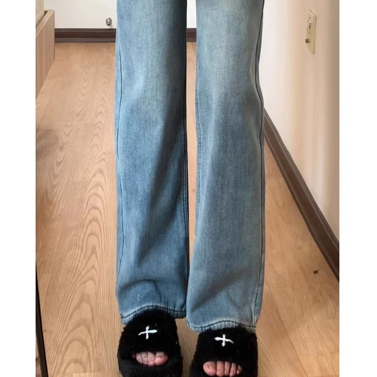 梨型身材直筒女夏款胖mm大码高腰显瘦窄版牛仔裤女牛仔裤胖mm显瘦