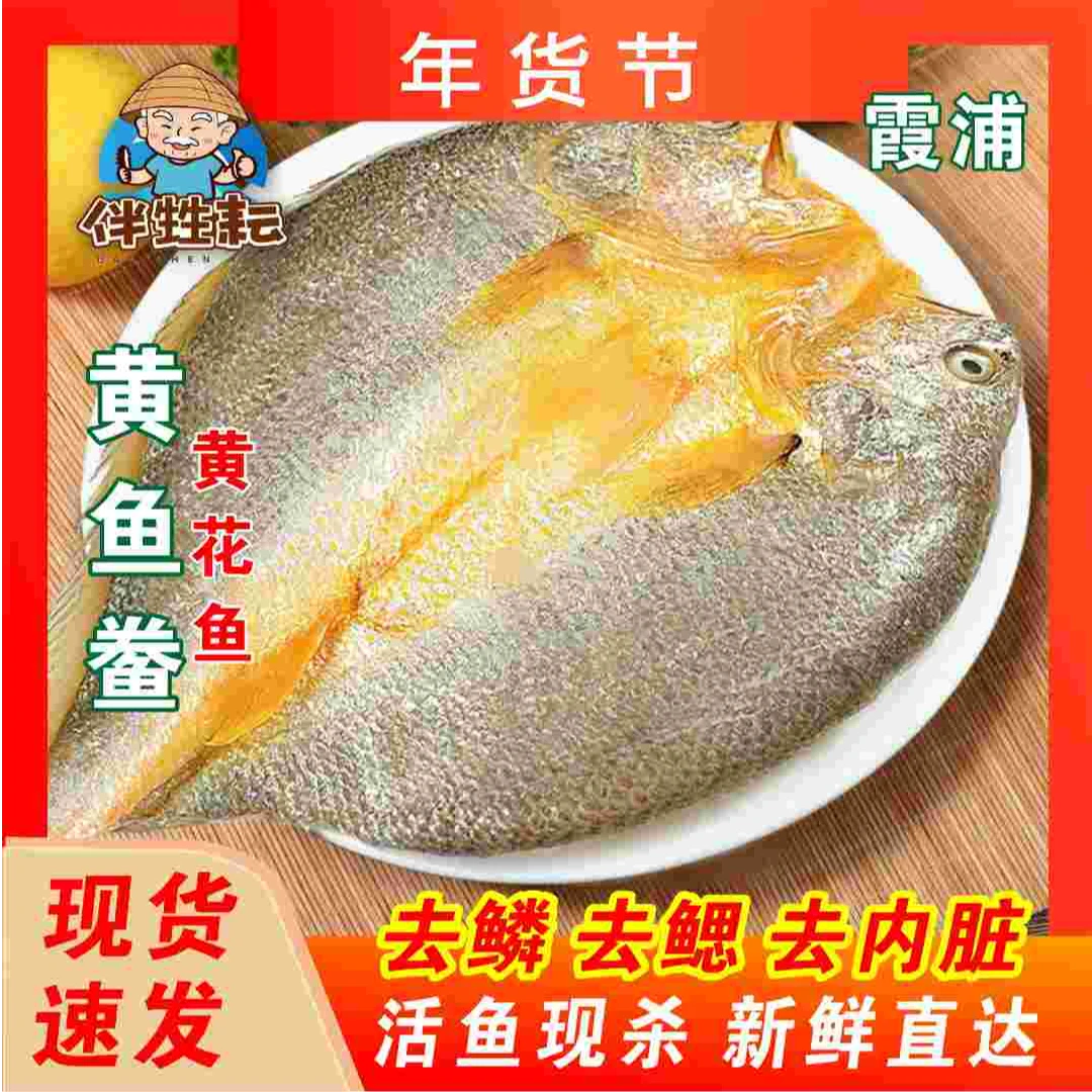 三去黄鱼鲞 黄花鱼400g*5条 新鲜冷冻宁德霞浦黄花鱼咸香海鲜海鱼商用开背三去大黄鱼鲜活冷冻黄鱼生鲜批发