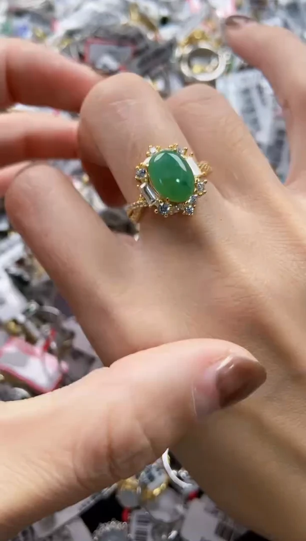 翡翠戒指银S925镶嵌2222----1