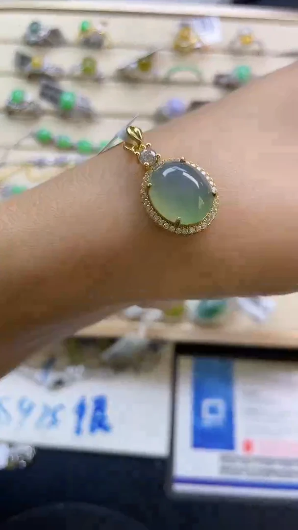 银S925镶嵌戒指翡翠翡翠 蛋面 银S925镶嵌